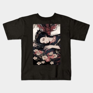 Geisha and Dragon 7909 Kids T-Shirt